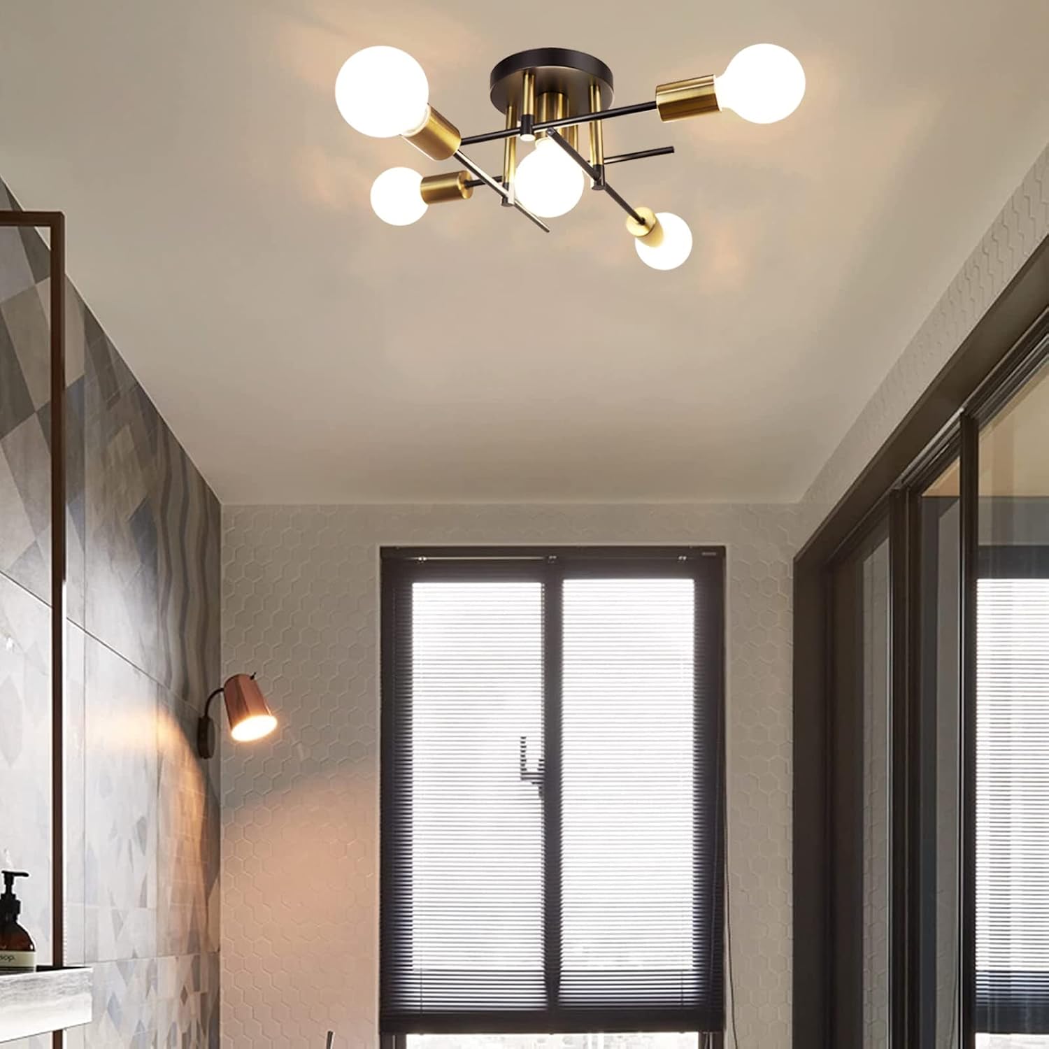 5-Light Industrial Vintage Chandelier – Modern Ceiling Fixture for Bedrooms, Kitchens, Dining Rooms, Lofts, and Offices