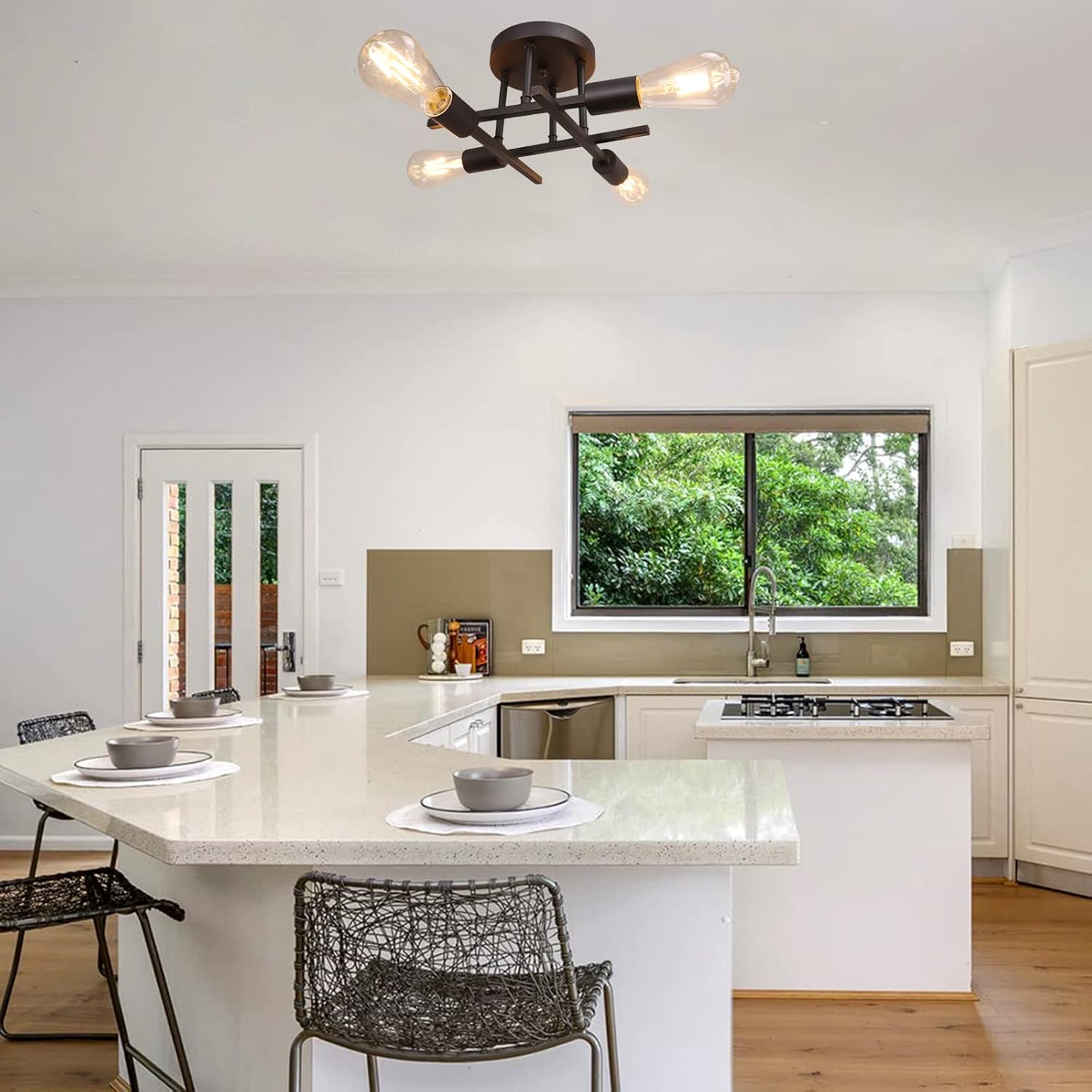 5-Light Industrial Vintage Chandelier – Modern Ceiling Fixture for Bedrooms, Kitchens, Dining Rooms, Lofts, and Offices