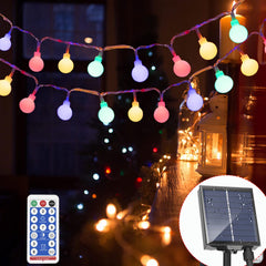 10M Solar-Powered Multi-Coloured LED Fairy Lights - 80 LEDs, 8 Modes, Remote & Timer