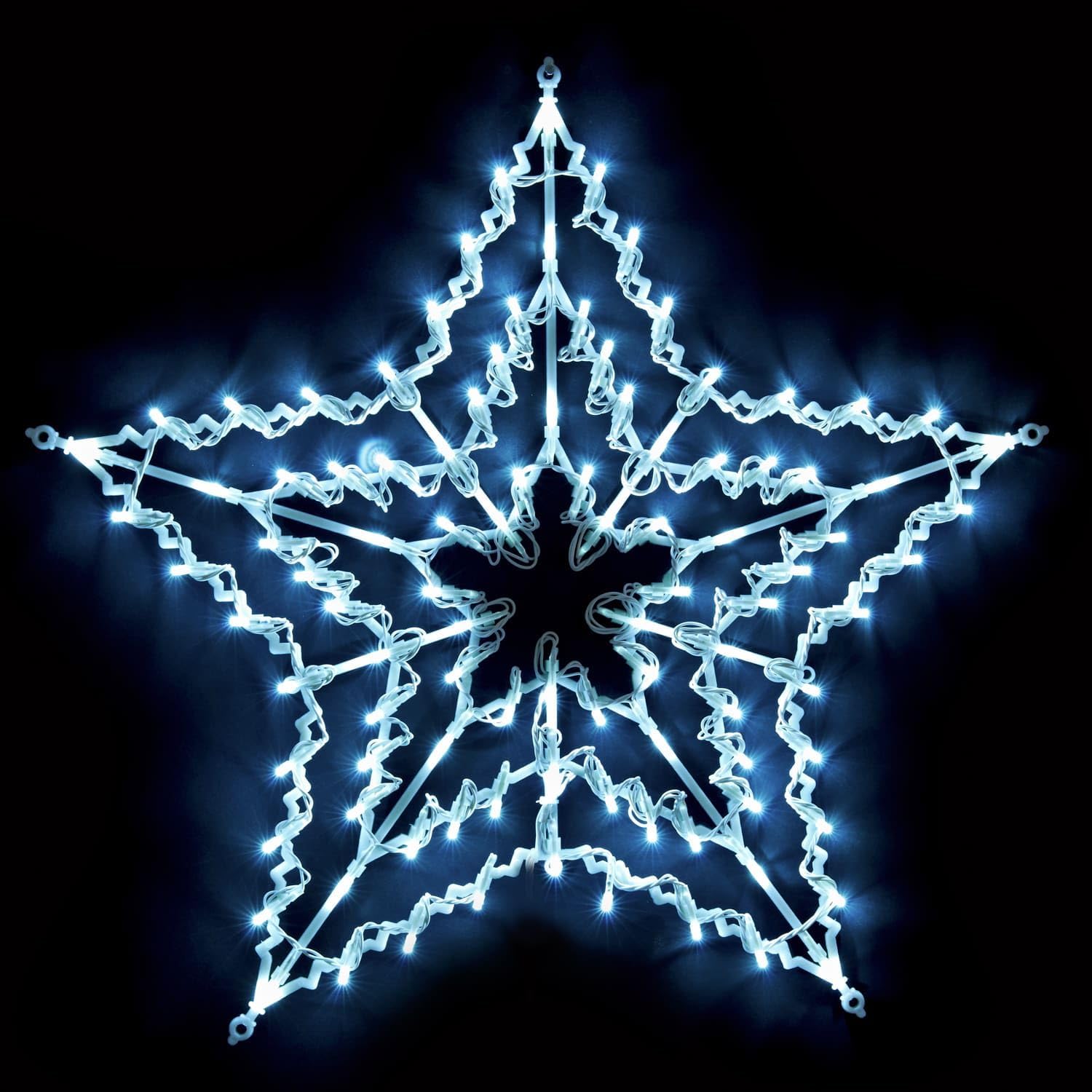 Christmas Star Window Light - Indoor Decoration, Hanging LED Star with Bright Cool White Illumination, 53 x 52cm, Ideal for Living and Bedroom