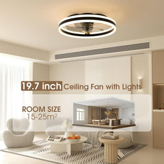 50cm Ceiling Fan with Light & Remote – 6 Speeds, 3000K-6500K Dimmable LED, Quiet Smart Ceiling Fan for Bedroom & Living Room (Black)