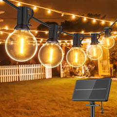 GLUROO 50ft Outdoor LED String Lights – Mains-Powered Festoon Lights with 26 Shatterproof Plastic G40 Bulbs, IP45 Waterproof for Garden, Backyard, and Bistro