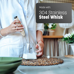 Milk Frother Cream - Stainless Steel Electric Whisk for Coffee & Drinks