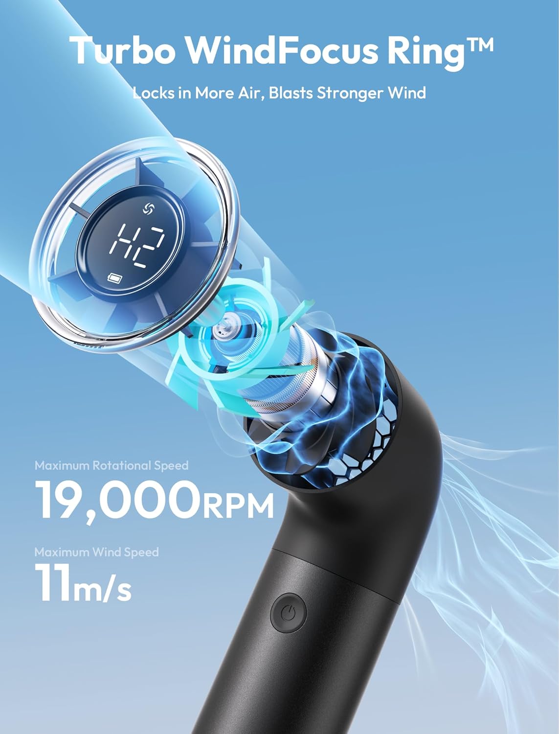 Aecooly Portable Handheld Fan, Powerful Turbo Mini Fan,15H Max Cooling Time,19000 RPM High Speed Aero Pro,6 Speeds Aluminum Case, Pocket Rechargeable Personal Small Travel GIfts for Women Men -Black