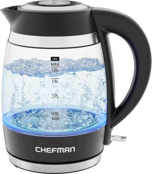 1.8L 3000W Electric Glass Kettle – Fast Boil Hot Water Boiler | Auto Shut Off | LED Indicator | Boil-Dry Protection | BPA-Free