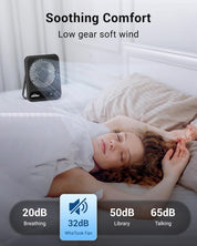 WHATOOK 5000mAh USB Desk Fan 2 Pack - Ultra Quiet, 100 Speeds