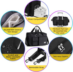 Water-Resistant Sports Gym Duffel Bag with Shoe Compartment – Unisex Travel, Weekend & Hospital