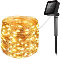 120 LED Solar String Lights 39ft Upgraded with 8 Modes Waterproof Copper Wire for Outdoor Garden Wedding Patio Yard (Warm White)