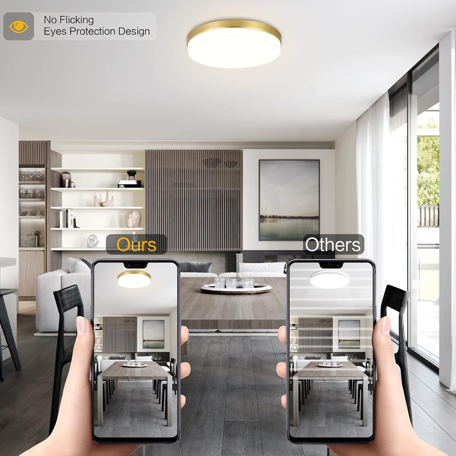 Gold LED Ceiling Light, 36W 4000K Natural White Round Ceiling Lamp 3240LM for Bathroom, Kitchen, Bedroom, Hallway, Utility Room, Laundry, Toilet, Porch, Ø23CM