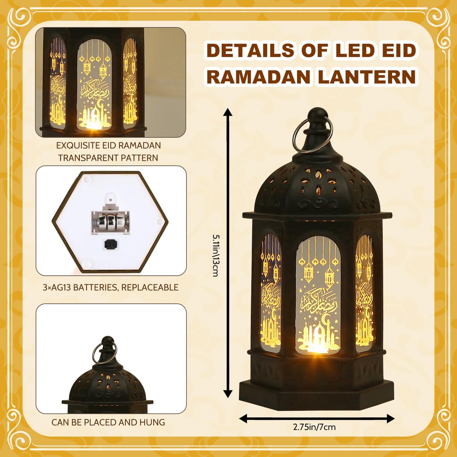 Mini Ramadan LED Candle Lantern – Moroccan Style Eid Hanging & Table Decor for Indoor and Outdoor Use