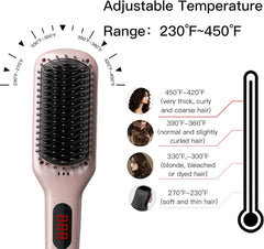 Hair Straightener Brush KL1025 – 2-in-1 Ionic Straightening & Detangling, Anti-Scald