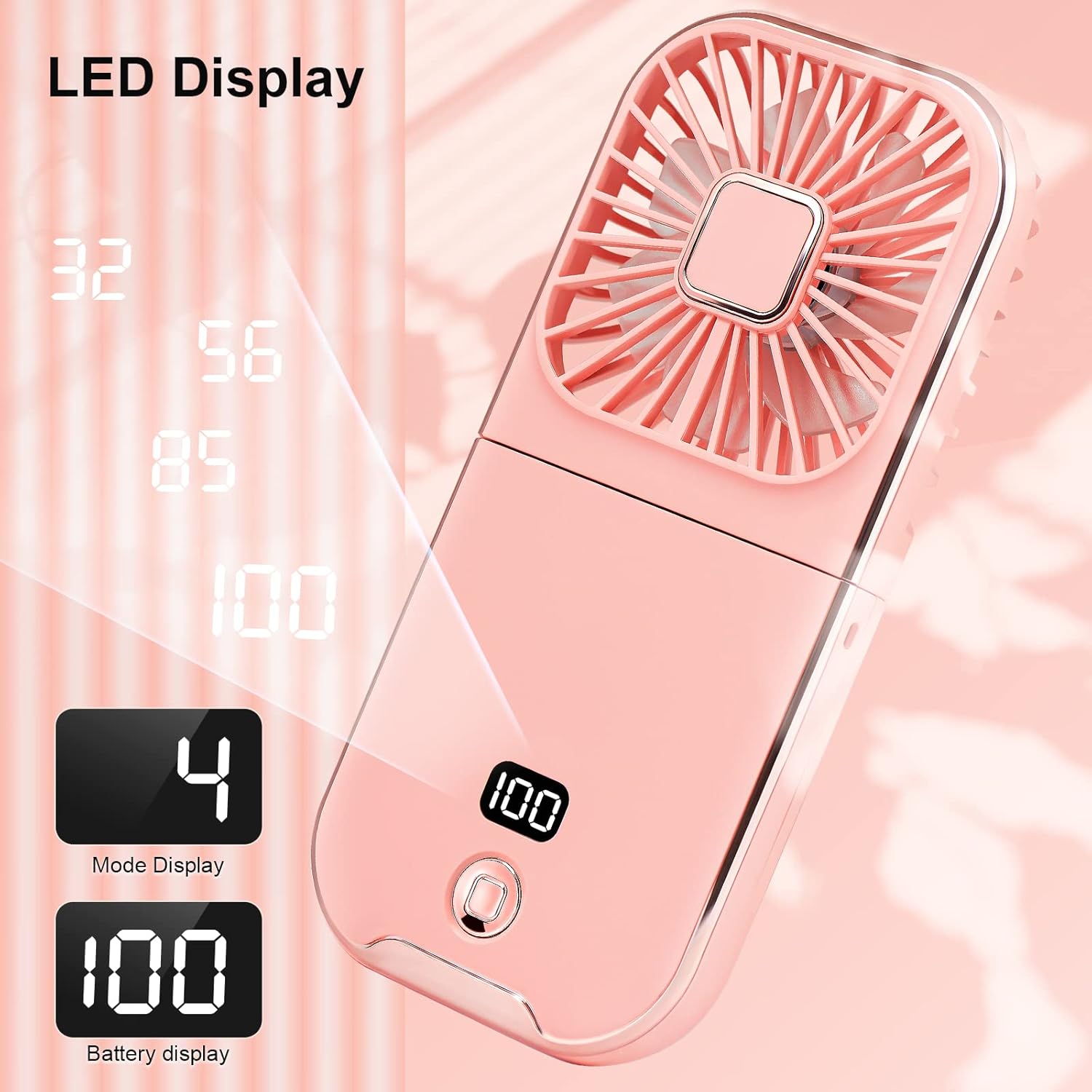 Folding Handheld USB Rechargeable Mini Fan – Pink