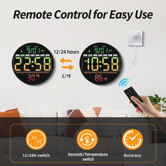 LED Digital Wall Clock with Timer, RGB Display, Temperature, Date & Alarm Function