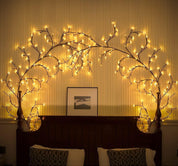 Warm White LED Willow Vine Wall Lights Set of 2, Plug-In Twig Fairy Lights for Indoor Bedroom and Living Room Décor