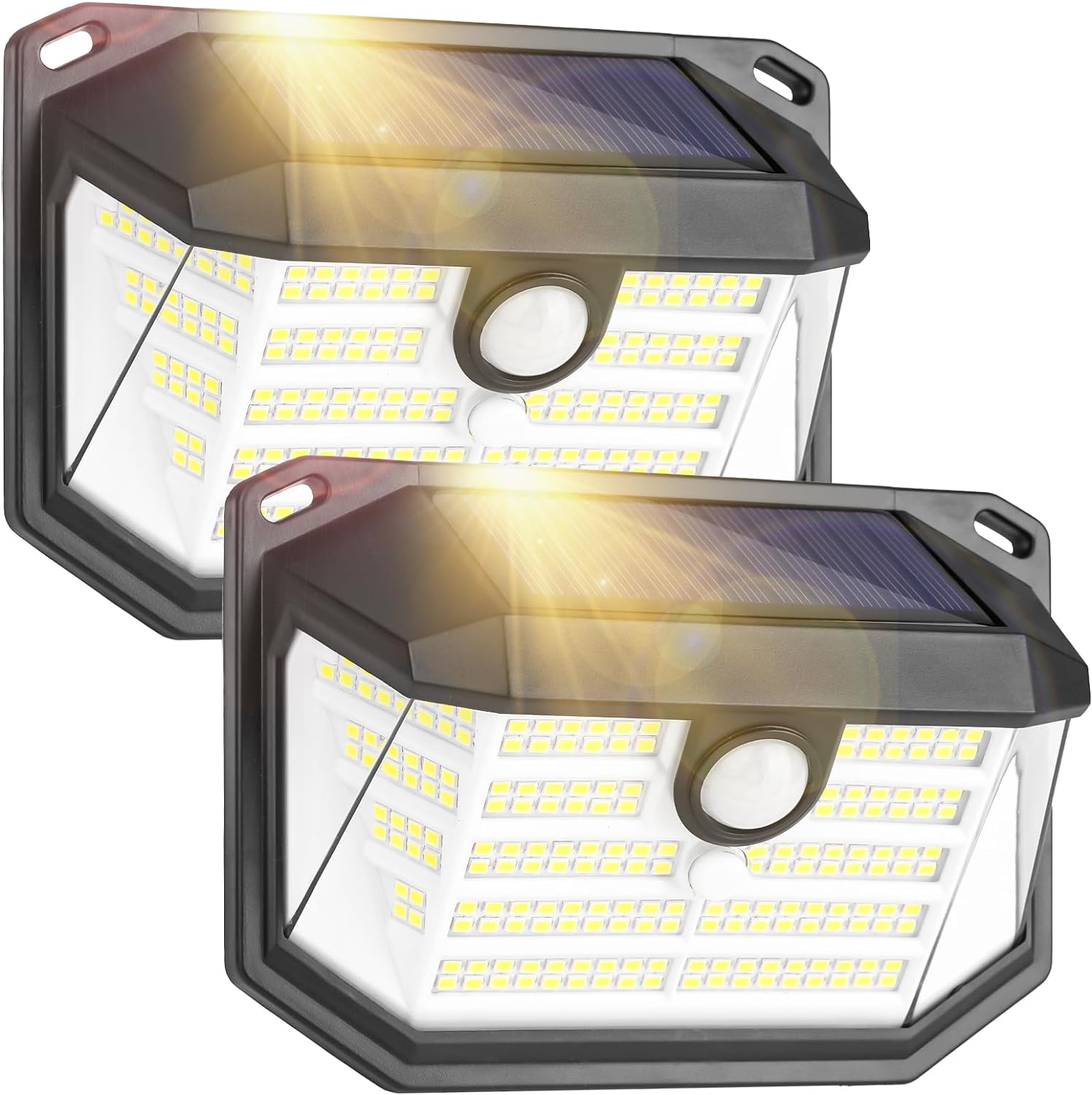 2-Pack 230 LED Solar Outdoor Lights - IP65 Waterproof, Motion Sensor with 3 Modes PIR, for Front Door, Patio, Fence, and Yard