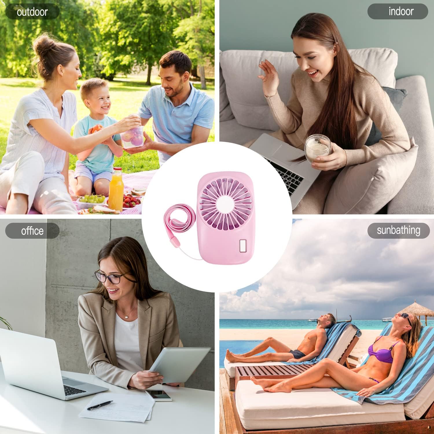 Handheld Mini Powerful Small Fan Personal Portable Fan Speed Adjustable USB Rechargeable Cooling for Kids Girls Woman Home Office Outdoor Travel(pink)