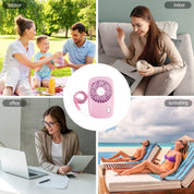Handheld Mini Powerful Small Fan Personal Portable Fan Speed Adjustable USB Rechargeable Cooling for Kids Girls Woman Home Office Outdoor Travel(pink)