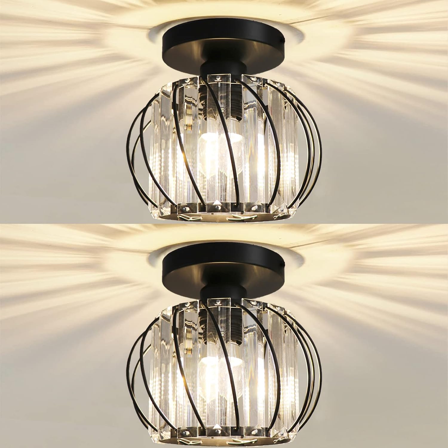 Hudi Fyier Chrome Modern Mini Ceiling Light, Small Semi Flush Mount Ceiling Light