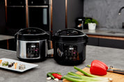 Yum Asia Kumo YumCarb Rice Cooker with Ceramic Bowl – 5.5 Cup (1L), Fuzzy Logic, 8 Cooking Functions – Dark Stainless Steel