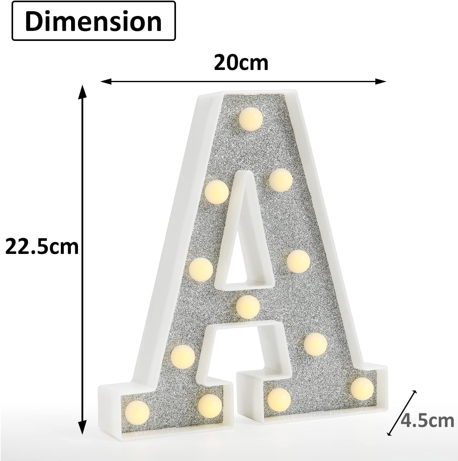 Glitter LED Letter Light A with Remote 18 Colors