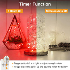 Red Battery Operated Fairy Lights with Timer, 3M 30 LED Waterproof Copper Wire String Lights for Valentine’s Day, Wedding, Bedroom & Party Decor