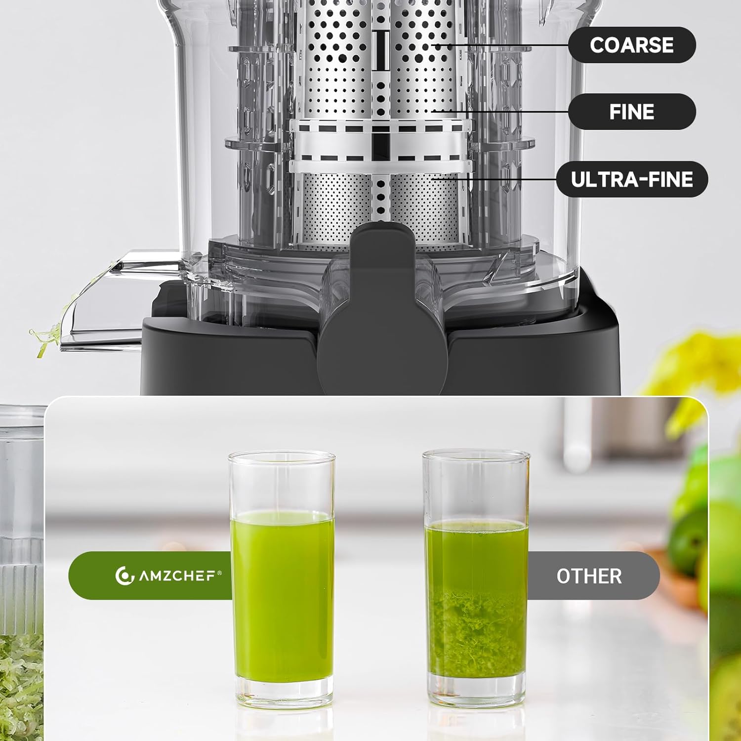 Cold Press Juicer 1.8L 142mm Chute Slow Masticating Machine