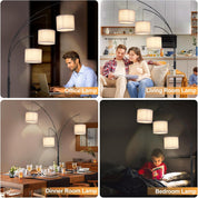 Modern 3-Light Tree Floor Lamp – Black Arc Standing Lamp with Grey Shades – Dimmable Tall Lamp for Living Room & Bedroom