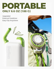 Diveblues Portable Turbo Fan, Handheld Fan 3-in-1 Neck Desk Foldable Design with Stepless Speed Control, Digital Display, USB-C Rechargeable, Up to 12H Cooling for Travel & Outdoor