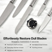 AnySharp Knife Sharpener – PowerGrip Suction Base | Hands-Free Safety | Sharpens All Kitchen Knives | Ideal for Hardened Steel & Serrated