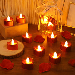 24PCS Heart LED Flameless Candles with 1200 Artificial Rose Petals, Romantic Valentine’s Day Decoration Kit for Wedding, Anniversary & Table Décor