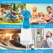 Benross 40239 Water Mist Spray Fan/Handheld Cooling Device/Portable For Holidays, Beach Trips, Sports Events, Office Use & Travel Use/Blue Colour