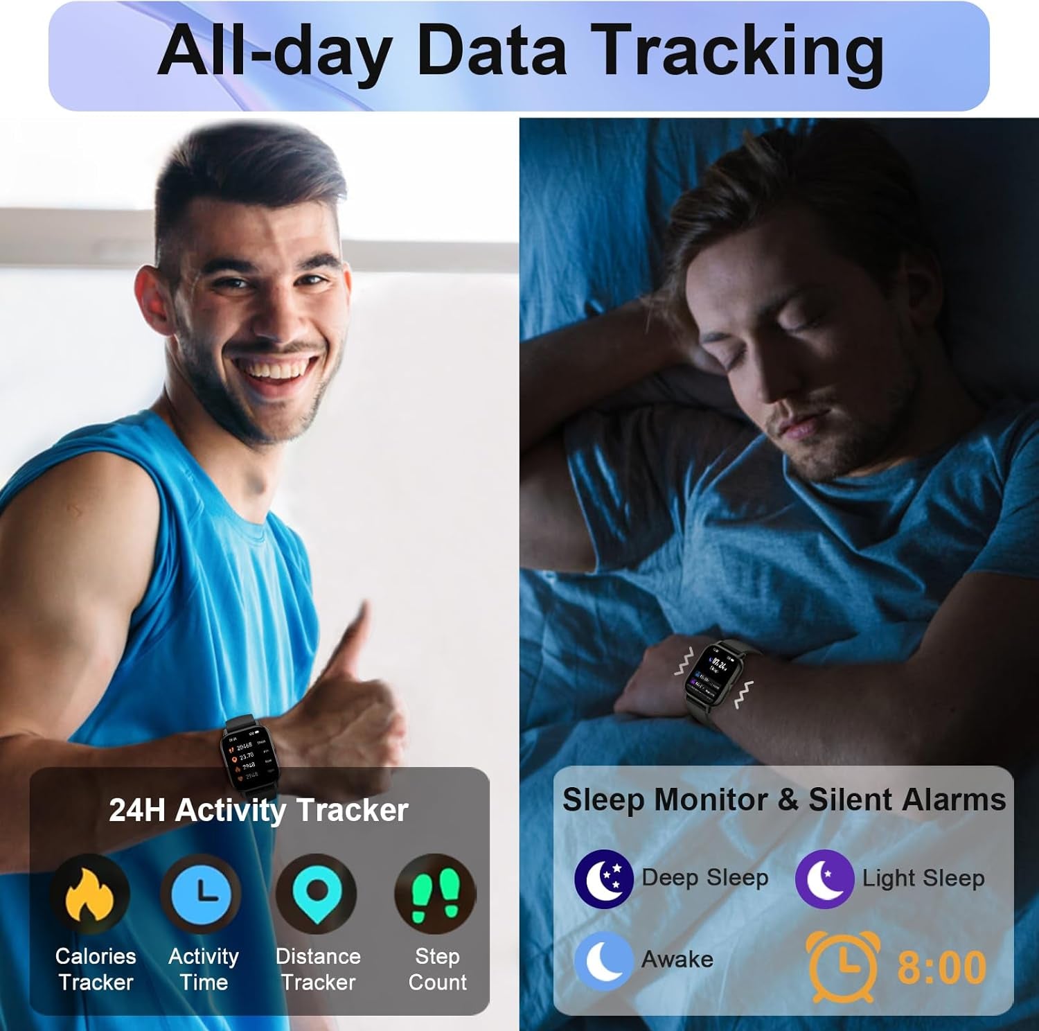 Smart Watch 1.95" HD – Bluetooth Calls, 112+ Sports Modes, Fitness Tracker, IP68 Waterproof