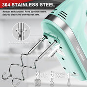 400W Hand Mixer Electric Whisk – 5 Speeds, Turbo Boost, Eject Button, 5 Accessories for Cake, Egg, Cream & Food Mixing