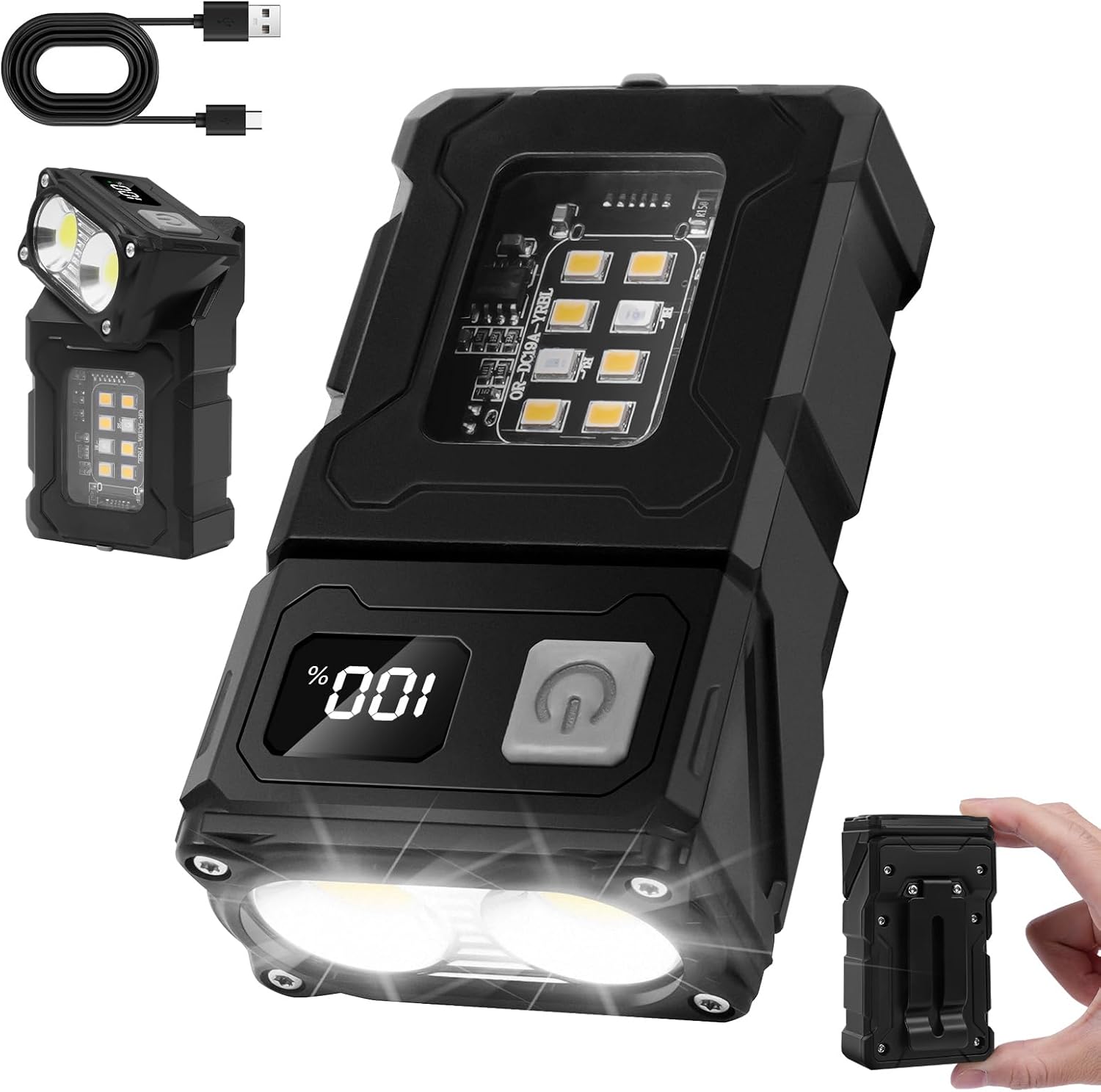 flintronic Small Torch, USB C Rechargeable Mini EDC Torch, COB Work Light with Magnetic Base and Buckle Clip, Super Bright Flashlight for Outdoors Camping, Hiking, Emergency, Workshop, Repair [Energy Class A+++]