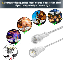 33Ft/10M 2 Pin Extension Cable, IP65 Waterproof Outdoor Cable for Christmas, G40 Globe Lights, and Garden LED Fairy Lights