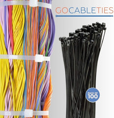 Heavy Duty Black Cable Ties 300mm x 7.6mm Pack of 100