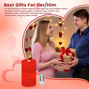 Flameless LED Candle Lights with Romantic Heart Projection, Remote Control & Timer for Valentine’s Day Décor and Special Occasions