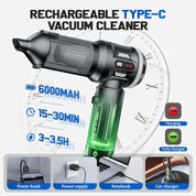 Handheld Vacuum Cleaner 25000Pa Cordless Mini Hoover with LED Display