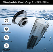 HOMEKANE Handheld Vacuum Cleaner Cordless 10000Pa Black & Silver