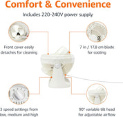 7 Inch Portable Desk Fan with 3 Speeds