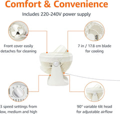 7 Inch Portable Desk Fan with 3 Speeds