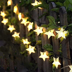 FANSIR String Lights, 23ft 50 Fairy Lights Outdoor Solar Powered Led Star Waterproof 8 Modes Decorative Light White