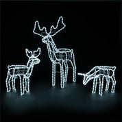 LED Outdoor White Rope Light Set | Reindeer Family Design, Energy efficient, IP44 Waterproof, 3PCs