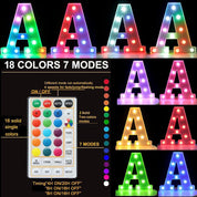 Glitter LED Letter Light E with Remote 18 Colors