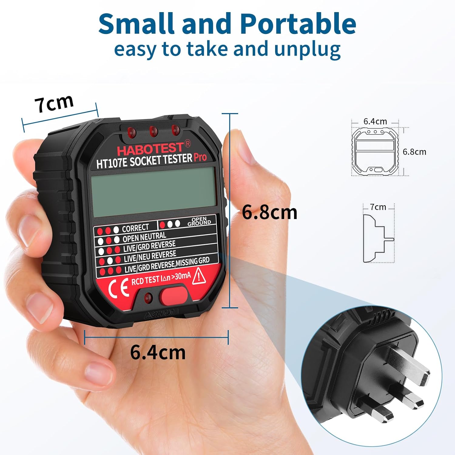 Socket Tester RCD Plug Outlet Tester LCD 90-250V