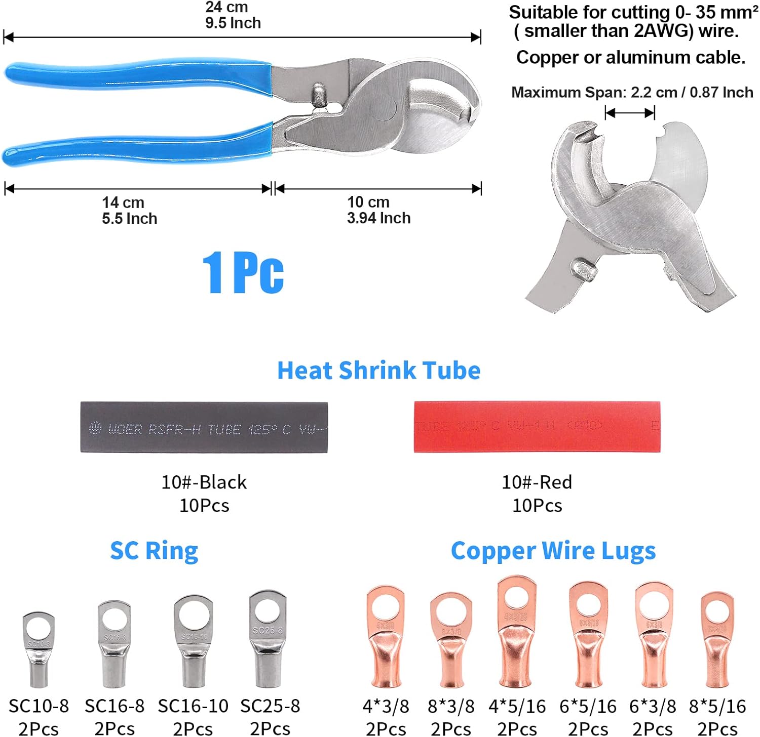 Battery Cable Lug Crimping Tool Kit 42Pcs