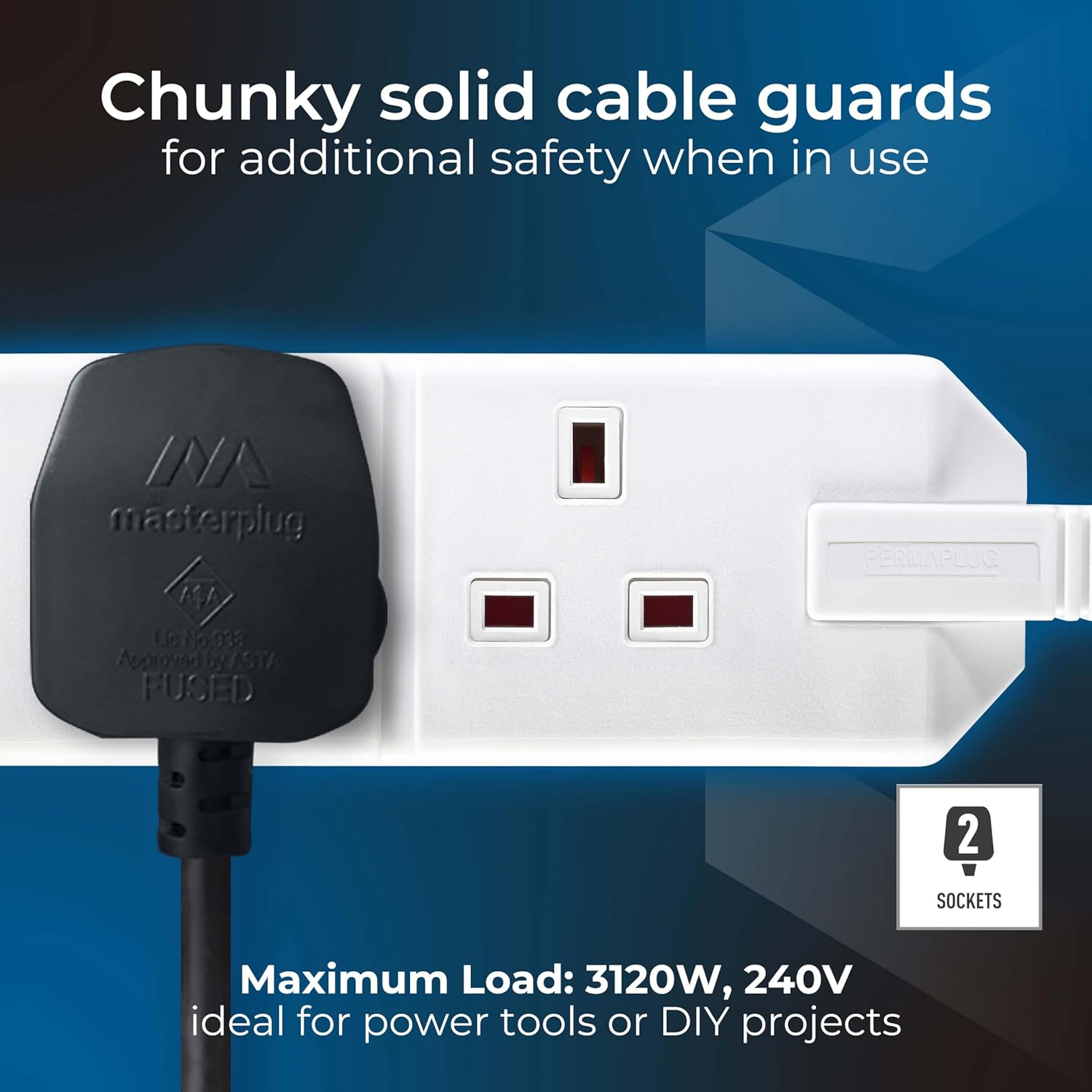 Two Socket Heavy Duty Extension Lead 4m Unswitched