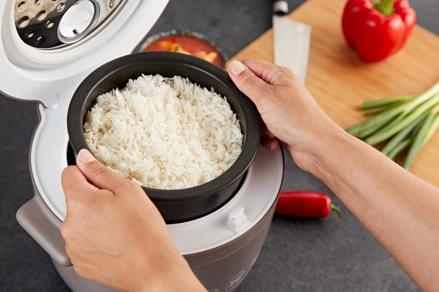 Yum Asia Tsuki Mini Rice Cooker – Pebble Grey – 0.45L Shinsei Ceramic Bowl