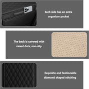 Upgraded Car Armrest Cover – Black Microfiber Leather Console Cushion with Storage