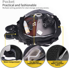 Water-Resistant Sports Gym Duffel Bag with Shoe Compartment – Unisex Travel, Weekend & Hospital